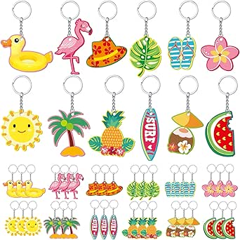 Amazon.com: 36 Pieces Summer Keychains Flamingo Pineapple Keychain ...