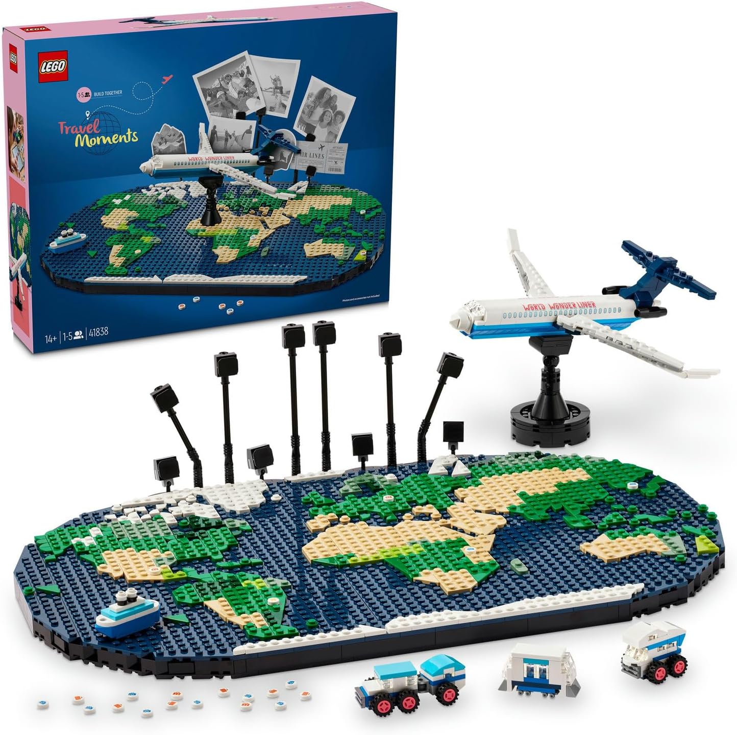 LEGO Seyahat Anıları 41838 - Seyahat Etmeyi Seven Aileler İçin Dünya Haritası İçeren Yaratıcı Oyuncak Yapım Seti (1231 Parça)