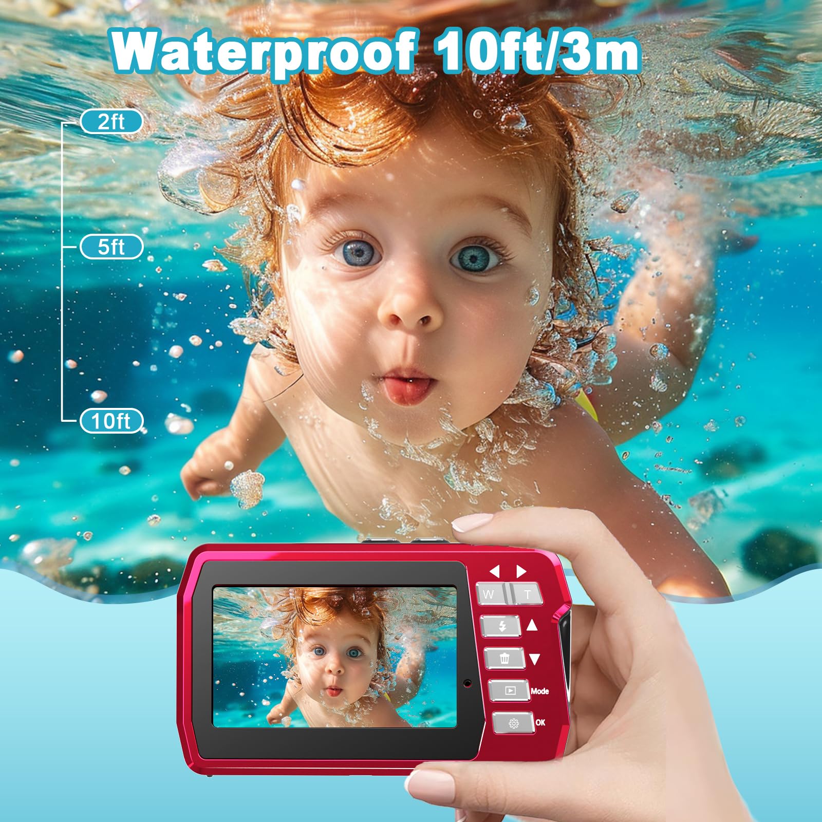 Underwater Camera 48MP Dual Screen 32GB Card - Dettaglio