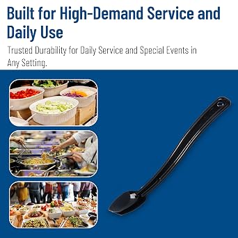 Carlisle FoodService Products Solid Portion Control Spoon 8 Black Polycarbonate Serving Spoon Salad Bar Toppings, Cafeteria, Food Service, Black, (Pack of 12)