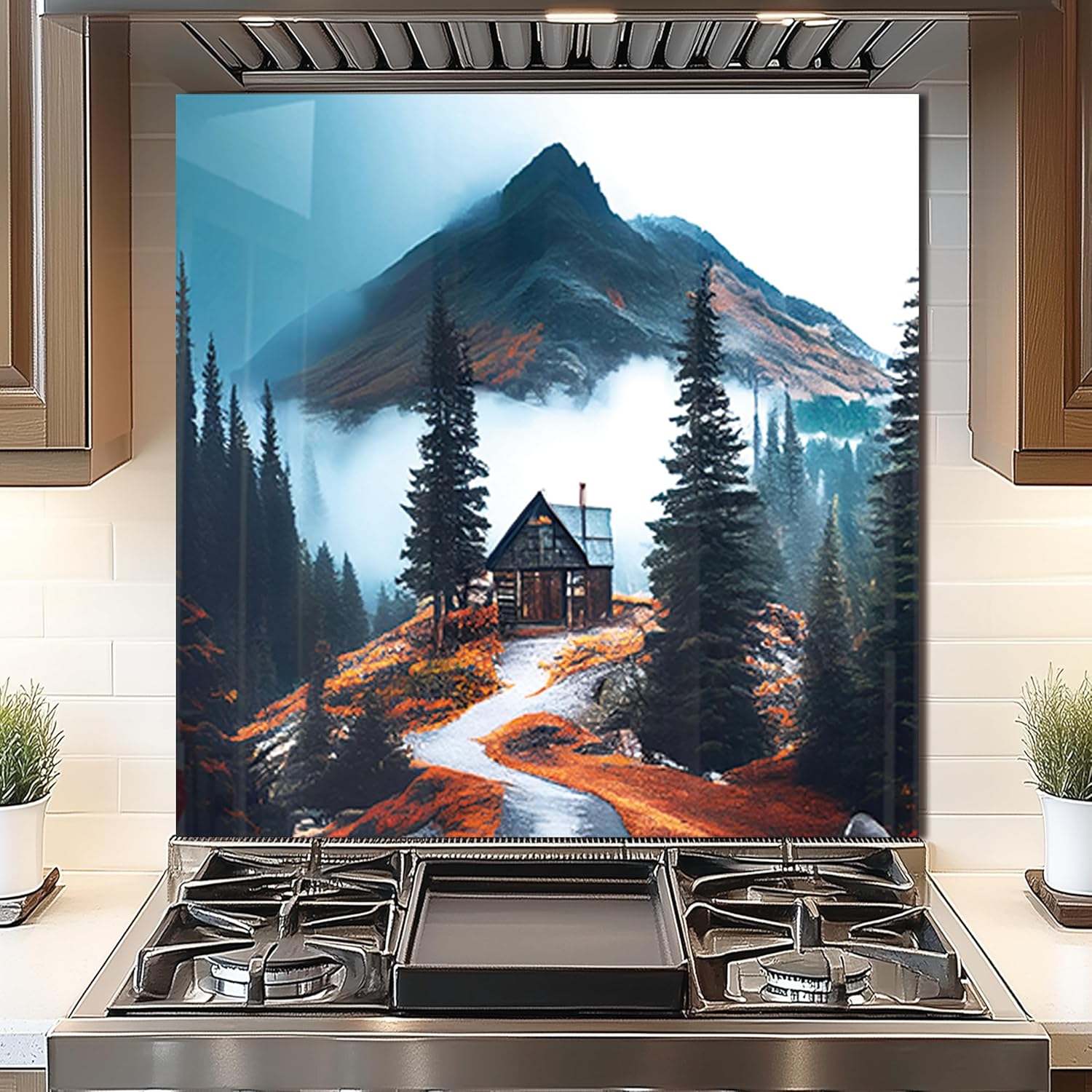 DAIFURONGE Tempered Glass Backsplash For Kitchen Behind Stove,Tiny House Stove Back Top Cover,Easy to Clean Glass Splashback, Sink Cover Splash Guard,Home Kitchen Wall Decor (30"x30"(76.2x76.2cm)) 30"L x 30"W