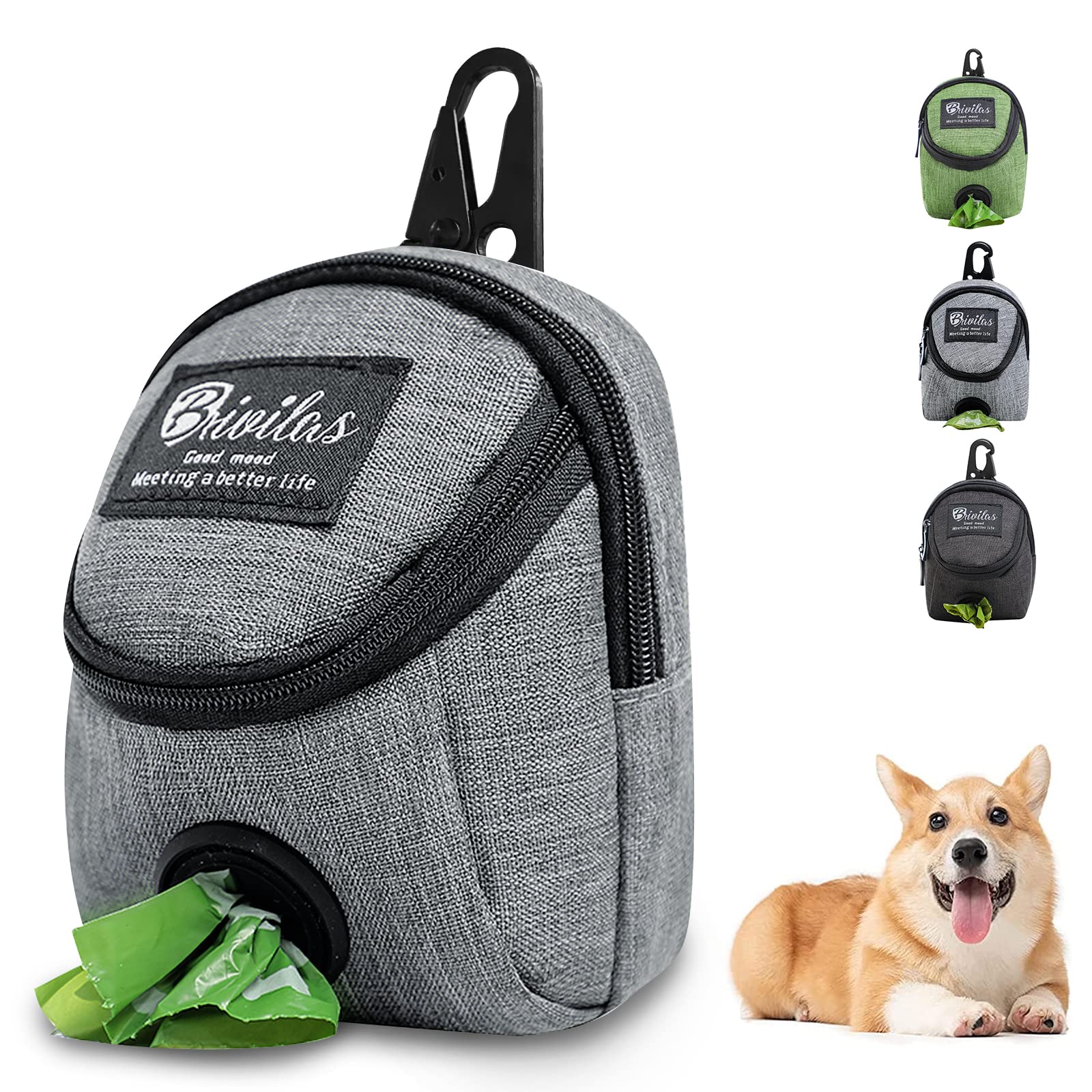 Grantop Dog Treat Pouch,Dispenser Pet Treat Waste Bags Pet Training Bag with Poop Bag Holder Puppy Training Walking Bag for Travel Walking