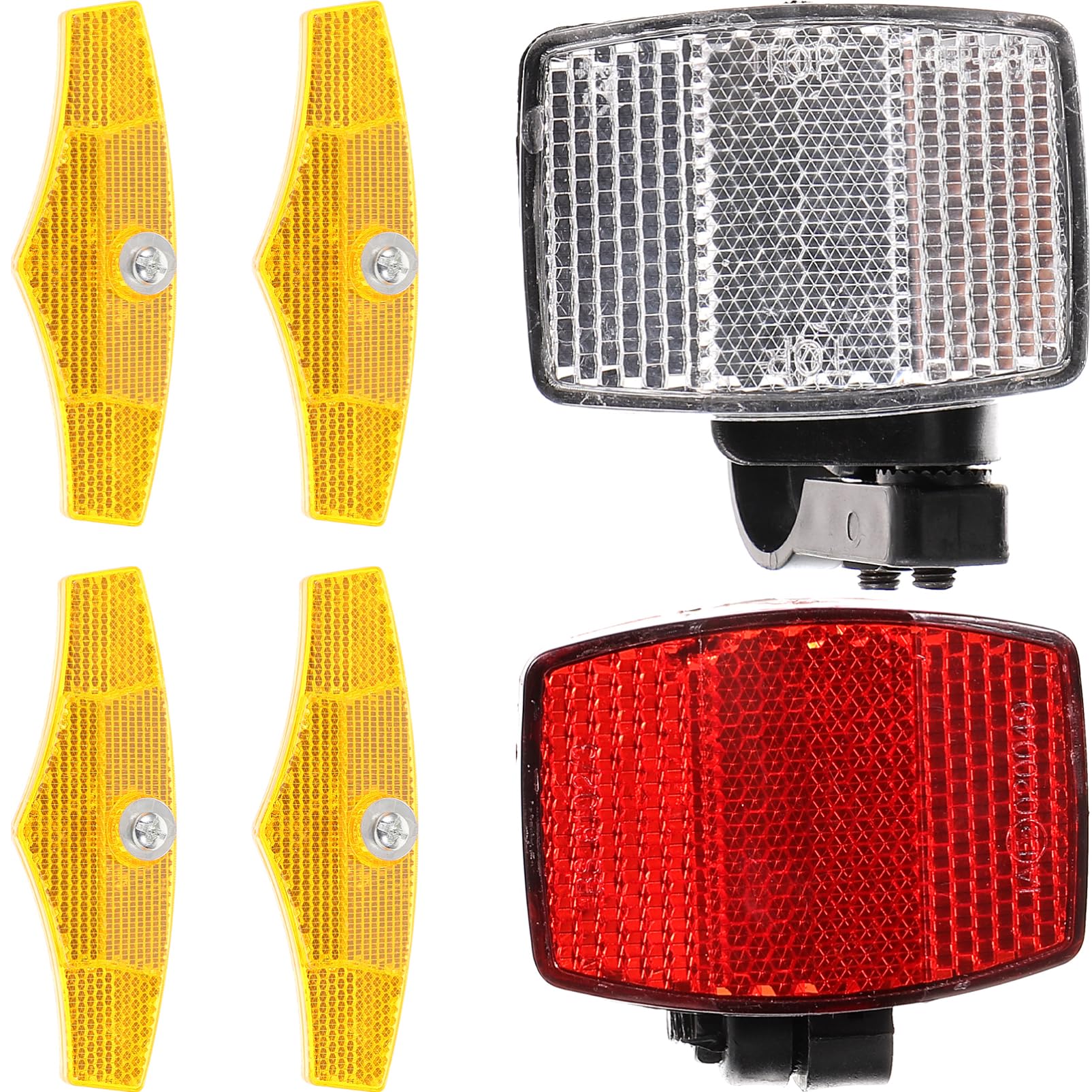 KICHOUSE 1Set Bike Reflectors Front and Rear Reflectors for Enhanced Night Visibility Handlebar and Spoke Reflectors Safety Accessories for Adult Bikes