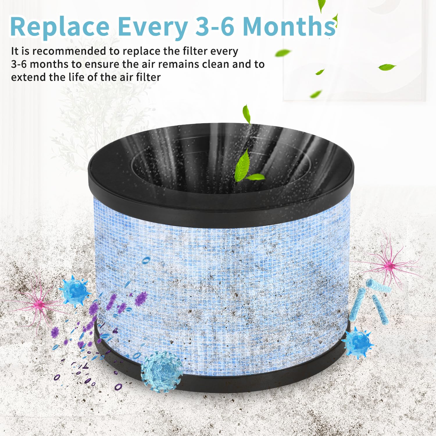 Set di 2 filtri di ricambio per purificatore d'aria CONOPU DH-JH01 e DH-JH06, filtro di ricambio HEPA MK01 compatibile con AROEVE MK06, ToLife TZ-K1, Kloudi DH-JH01, filtro H13