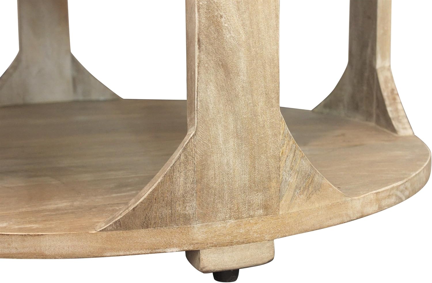 Moti Jenna Round Cocktail Table with Shelves in Coastal Natural Solid Wood