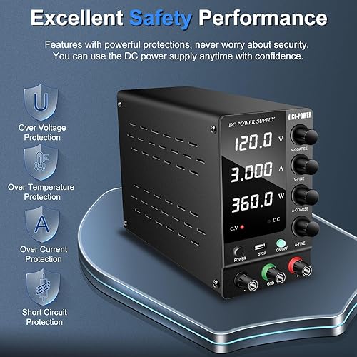 Miniatura 21 de NICE-POWER Fuente de alimentación CC variable 30V 10A, fuente de alimentación de banco de CC regulada de conmutación ajustable con interruptor