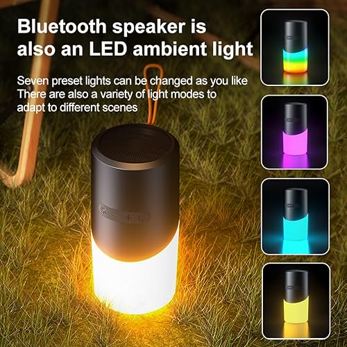 Miniatura 8 de Altavoz Bluetooth, altavoz Bluetooth portátil, inalámbrico, IPX5, impermeable, con luz LED RGB, Bluetooth 5.3, compatible con tarjeta Tf de