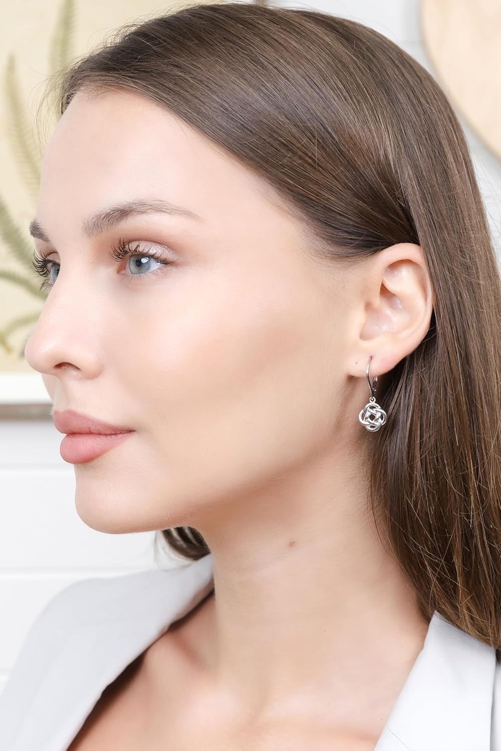 Hoops & Loops 925 Sterling Silver Love Knot Flower Eternity Irish Celtic Design Dangle Leverback Drop Dangle Earrings for Women, Silver, 14k Yellow Gold, Rose Gold & Black Flashed Plate Sterling Silver - Image 2