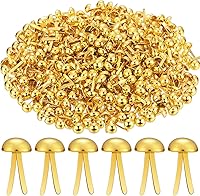 HOTOP 500pcs Golden Brass Brads for Crafts - 0.3x0.6 Inch Metal Paper Fasteners, Scrapbooking, DIY & School Supplies
