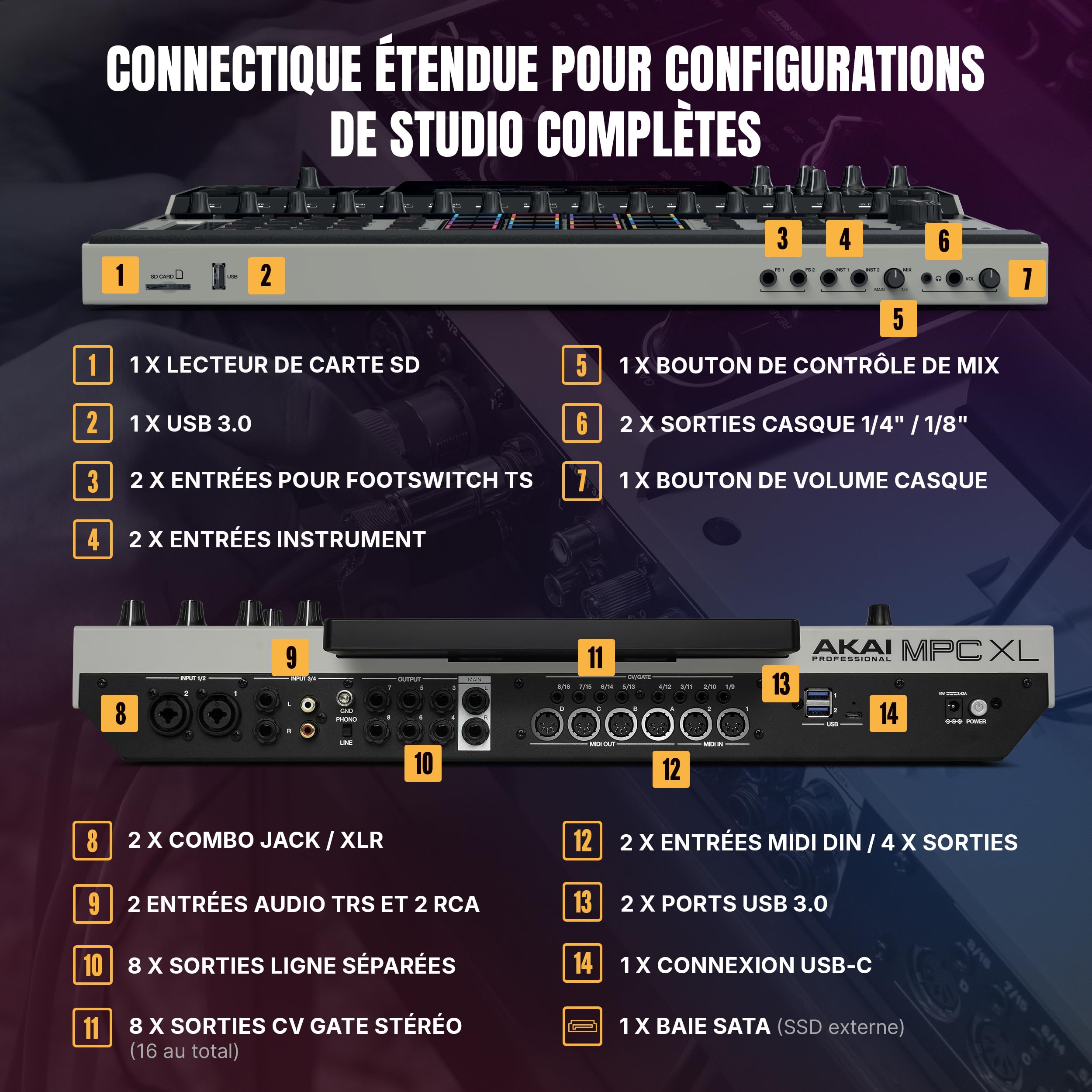 Akai Professional MPC XL Station de Production Musicale Autonome pour Sampling et Séquence avec Écran Tactile de 10,1 Pouces, Pads 3D MPCe, CPU 8 Cœurs, 16 Go de RAM et SSD 256 GO