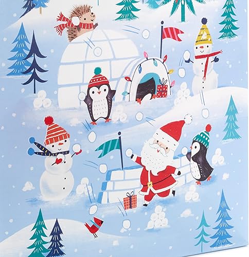 Miniatura 6 de Hallmark Bolsas de regalo extra grandes de 15 pulgadas (2 bolsas rosa y azul, pingüinos, erizos, Papá Noel, muñecos de nieve, perros, conejos) para