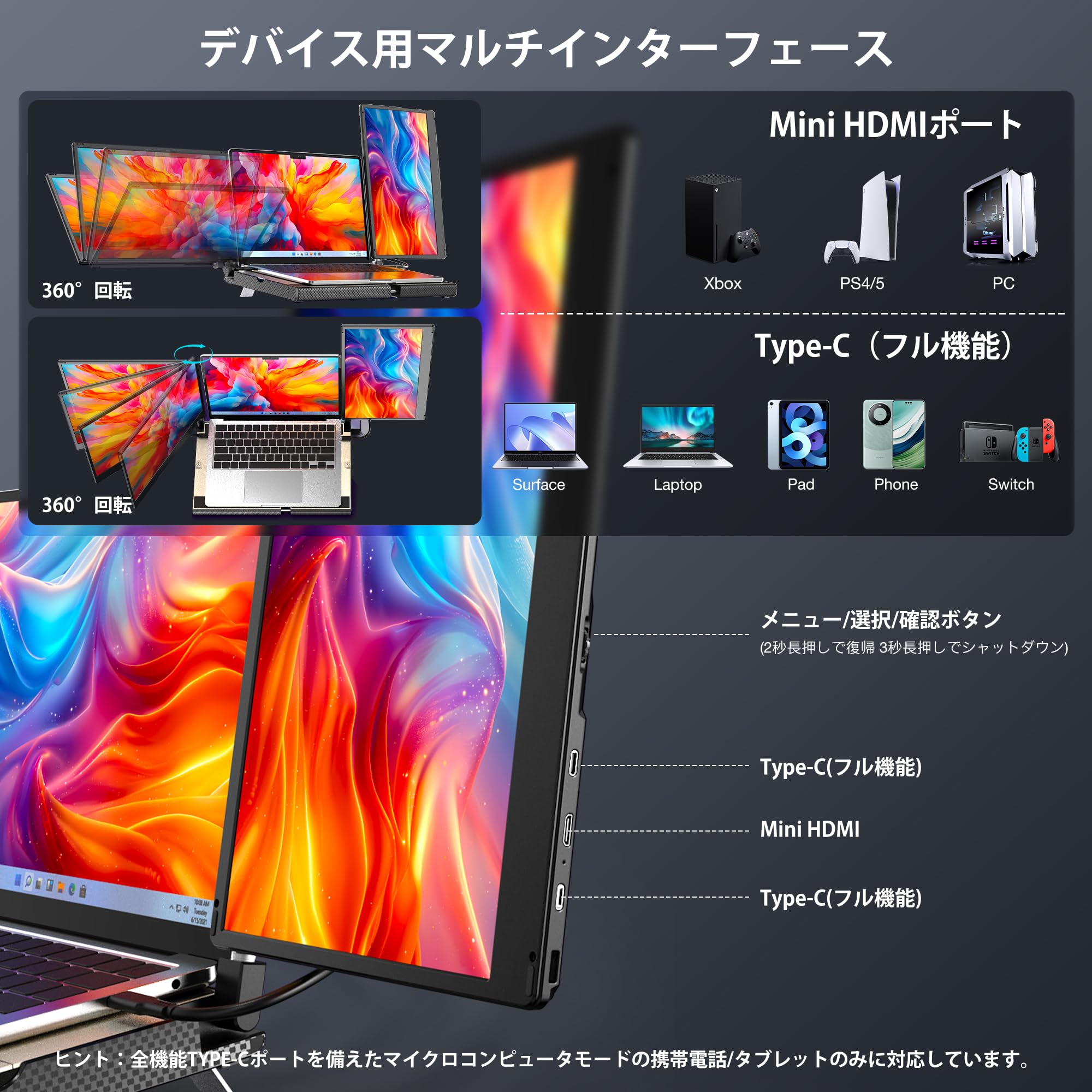 メ*4様 Kwumsy F3 モバイルモニター 2画面14インチFHD 360° Amazon.co.jp: Kwumsy F3 モバイルモニター 2画面 トリプル