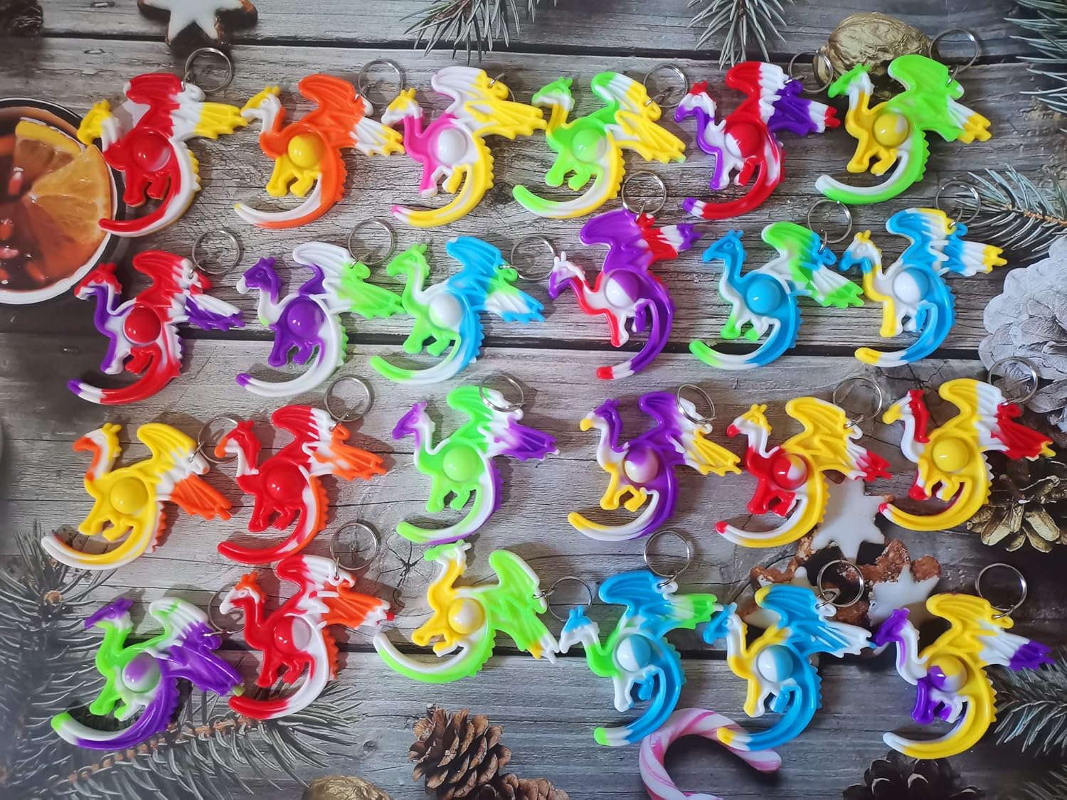 30 Packs Funny Summer Present Unique Mini Dragon Assorted fidgets Bubble Toys for Kids Children Classroom Students Gifts from Teacher,Birthday Party Favors