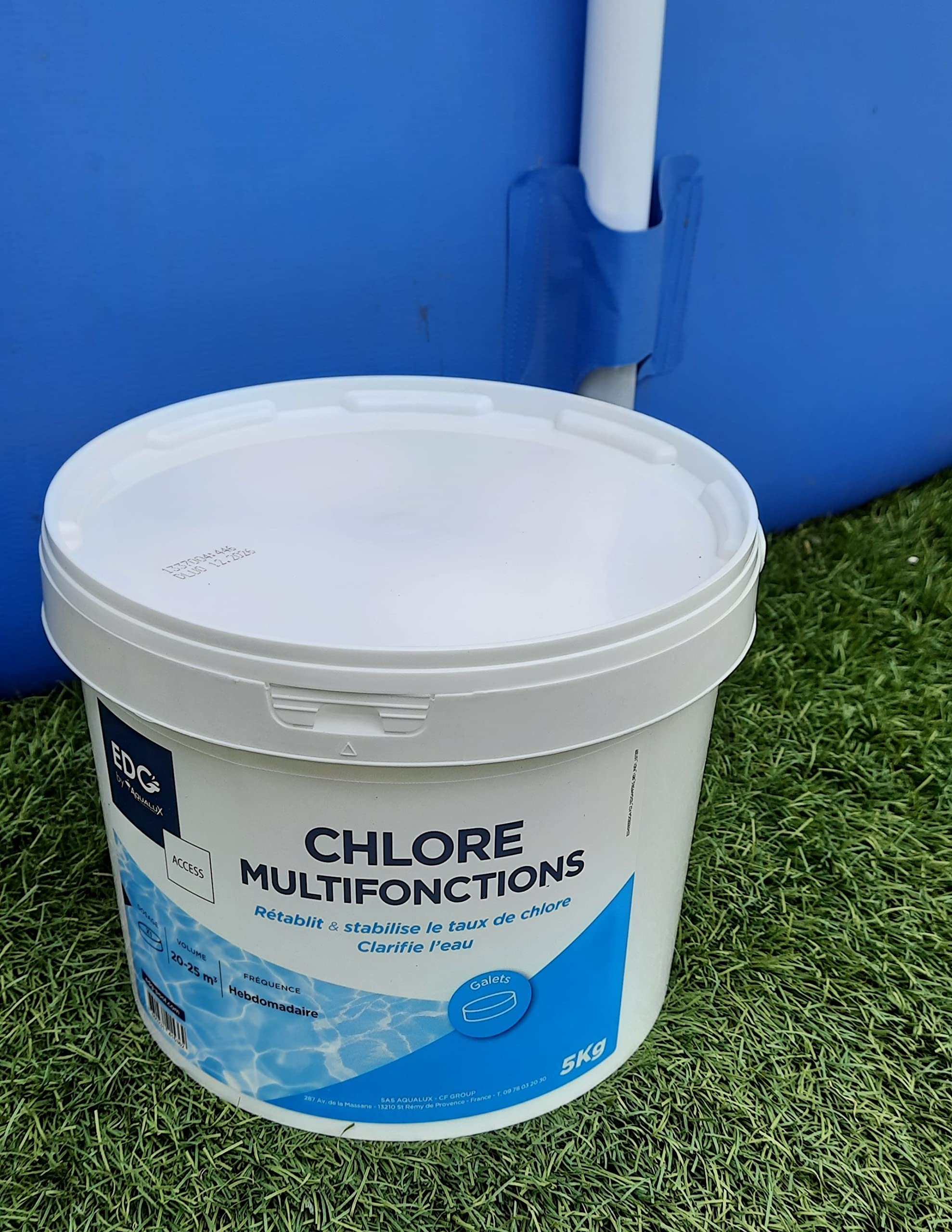 EDG - Chlore Piscine Multifonctions - Désinfecte - Clarifie - Galet 200g - Seau 5 Kg- Action Permanente Longue Durée - Multiactions - Gamme Access