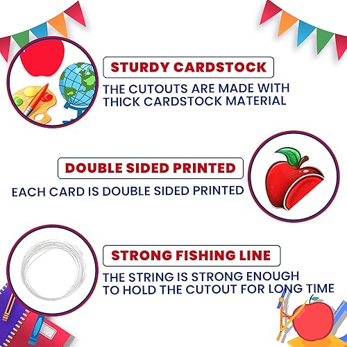 Miniatura 5 de 48 piezas, recortes de regreso a la escuela, grandes decoraciones de regreso a la escuela, adornos de regreso a la escuela, pancarta de regreso a la