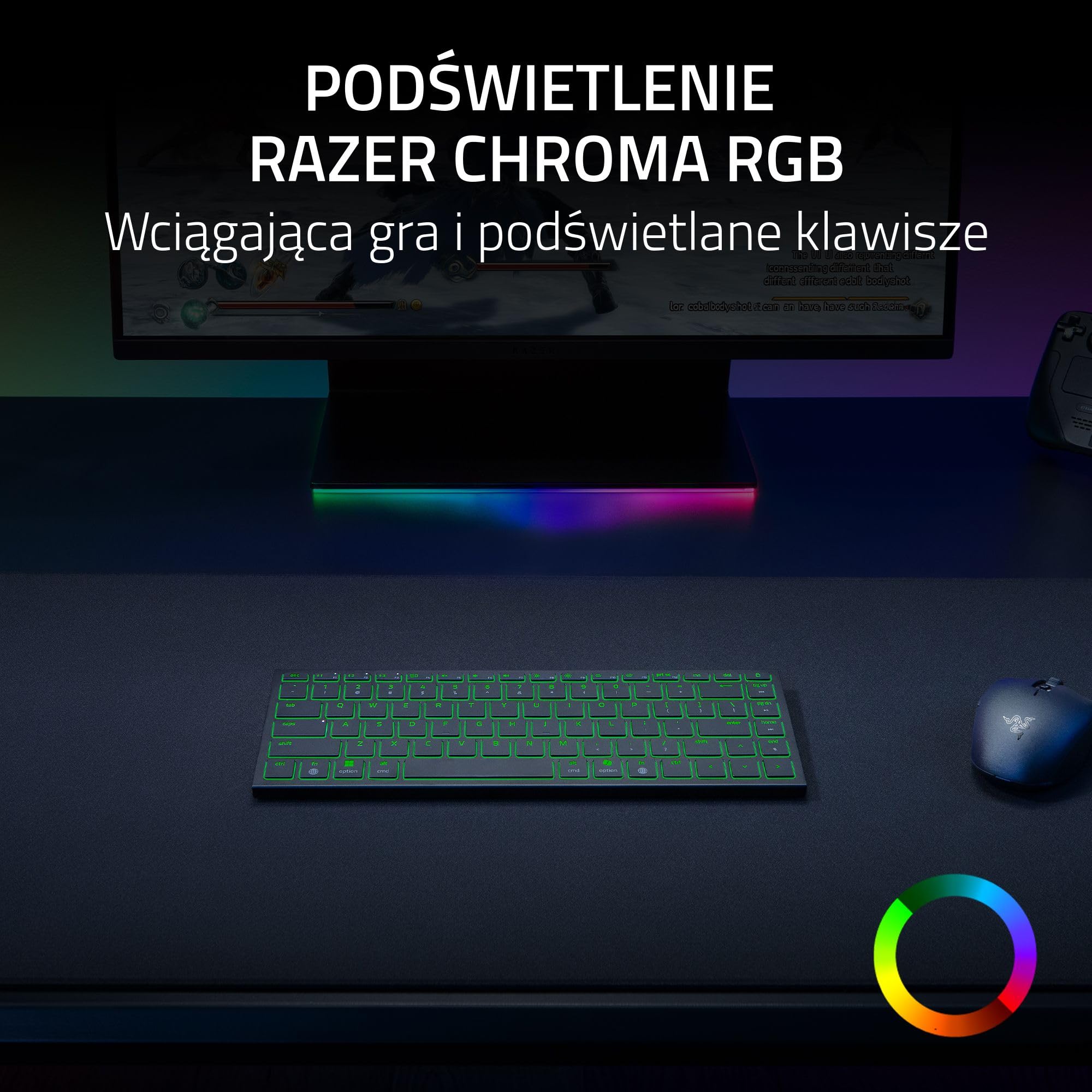 Razer Joro Portable Keyboard - Kompaktowa podświetlana klawiatura bezprzewodowa - Bluetooth - Niski profil - USB-C - kompatybilna z Apple macOS i iOS - Windows PC - Układ US QWERTY | Czarny