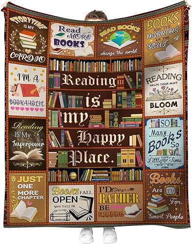 ALBRINT Regalos para amantes de los libros, regalos para amantes de los libros, manta de lectura, Navidad, graduación (regalos de libros, 60 x 50