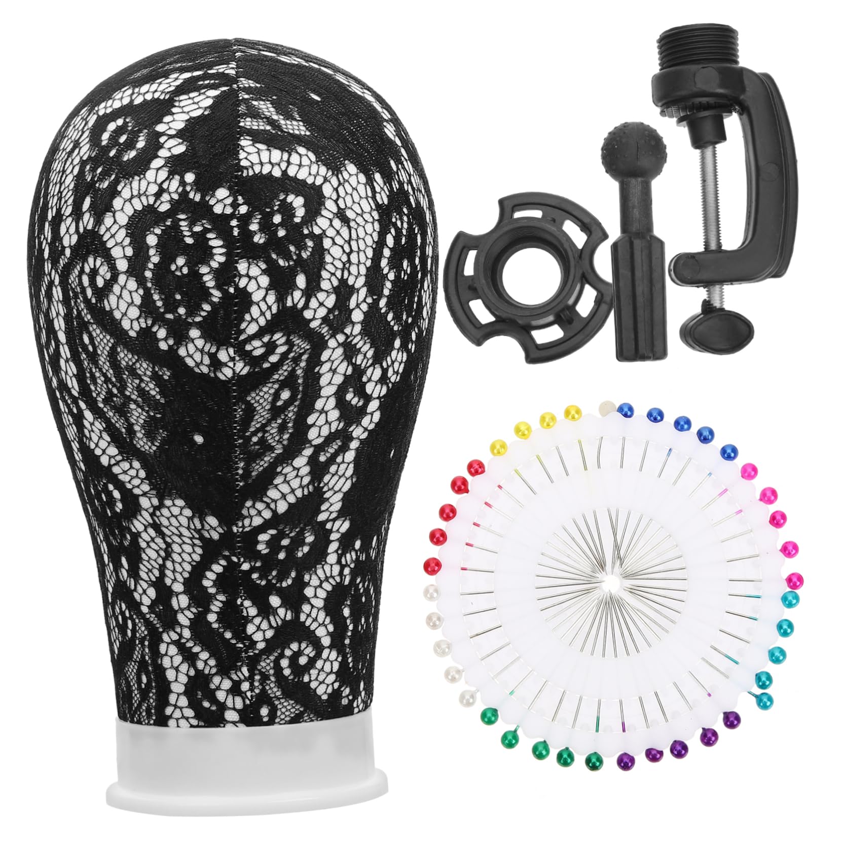 Ipetboom 1 Set Canvas Block Head Wig Head Mount Hair Braiding Stand for Wig Making