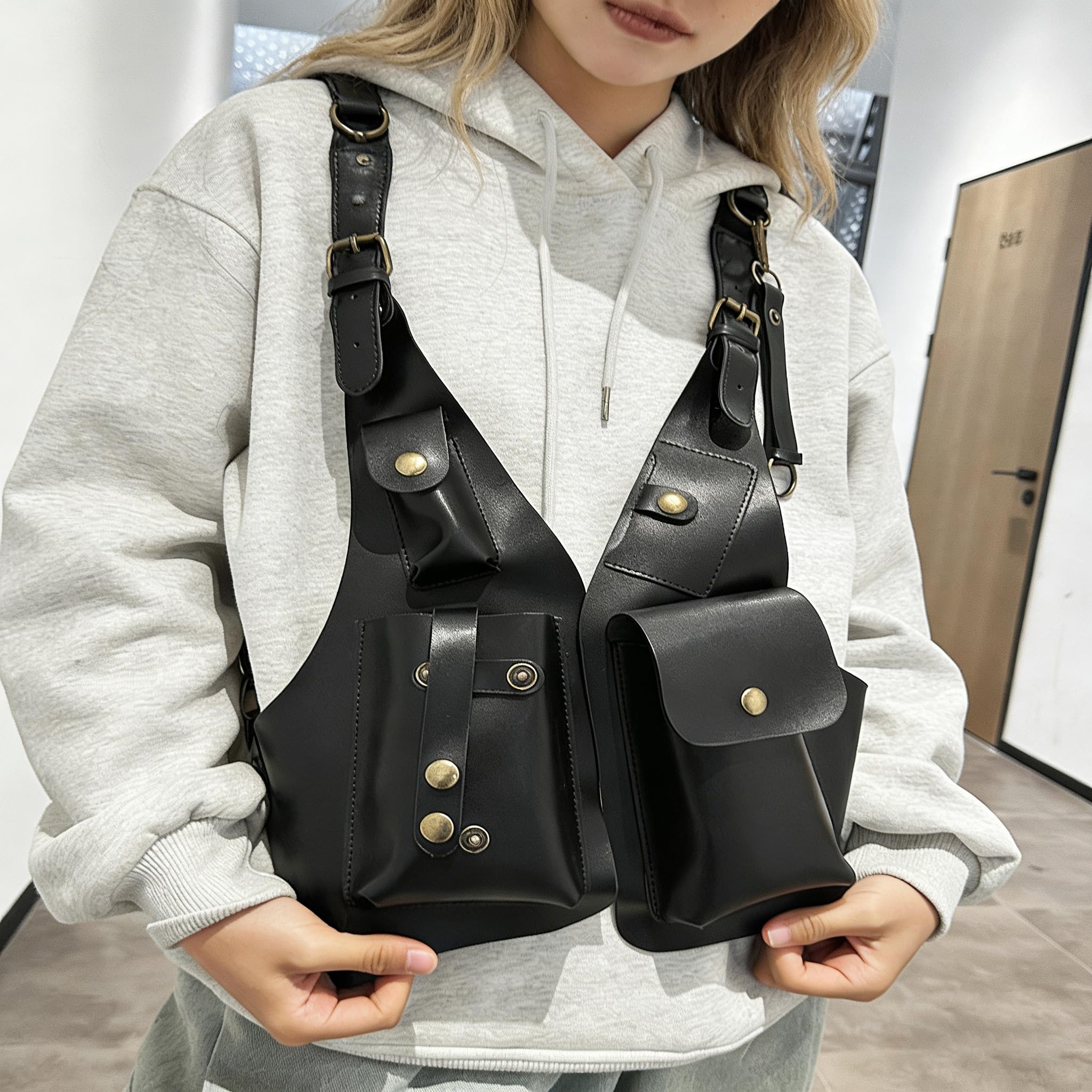 Borsa A Doppia Spalla Tascabile Tattico Regolabile Per Uomini Antifurto Sotto Il Braccio Portafoglio In Pelle Tasca Fodero