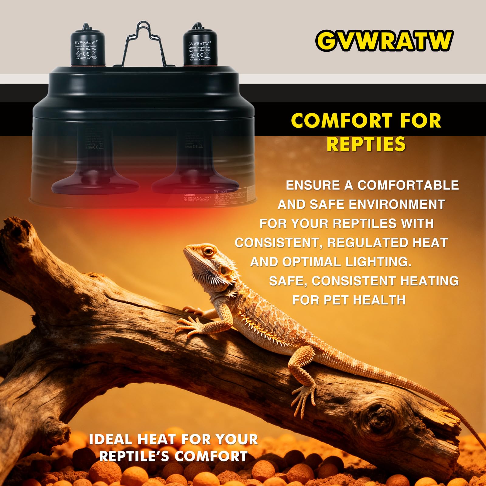 GVWRATW 2 Pack Reptile Ceramic Lamp 0.28 inch(85mm)- No Light Reptile Heat Lamp for Bearded Dragons, Turtles, Snakes, Lizards - Ideal for Pet Brooders - Safe Heating for Amphibians & Small Animals - image 7
