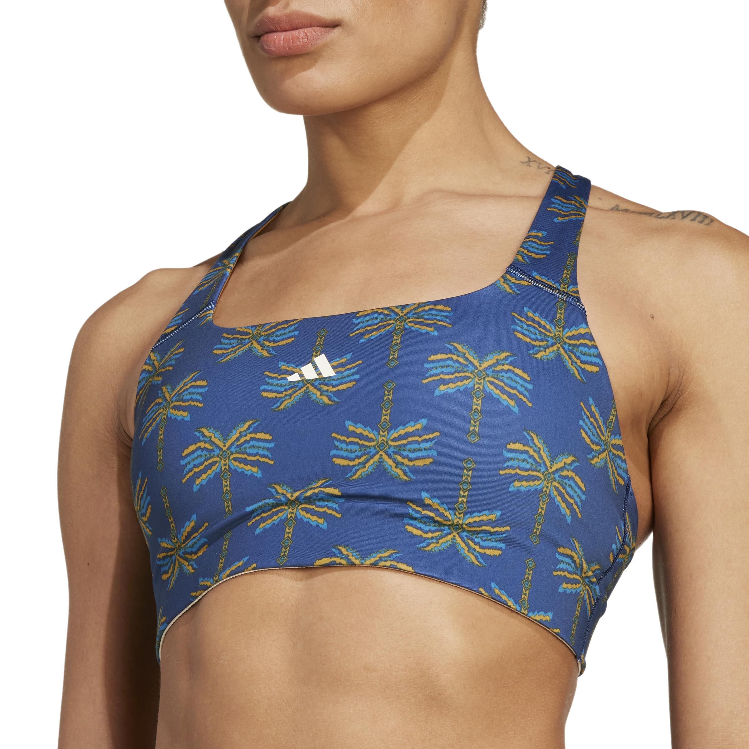 adidas Damski X Farm Rio Medium Support biustonosz sportowy, nocny indygo/granatowy/kremowo-biały, (S) A/B, Night Indigo/Dark Marine/kremowy, (Small) A/B