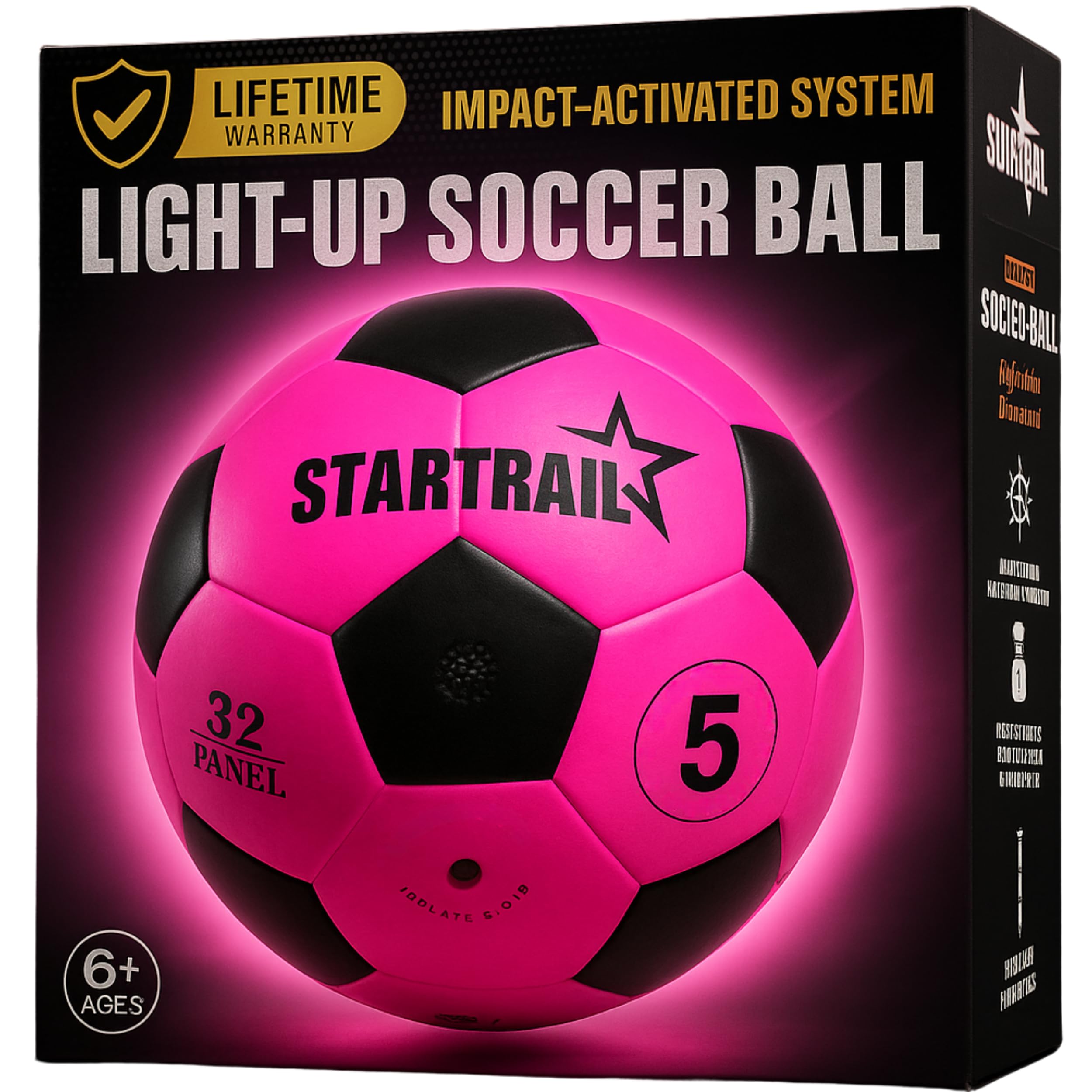 Glow in the Dark Soccer Ball | Sports Gift for Girls Ages 6-15 | LED Light-Up Ball with 3 Extra Batteries and Pump | Pre-Installed Batteries | Size 5 | Indoor & Outdoor Fun Gift for Kids & Teens 8-15