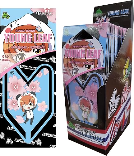 Tree Frog Young Leaf Sakura aroma de flor de cerezo paquete de 24 (1 caja), Japan Asuna Haiku, ambientador colgante para automóvil Treefrog