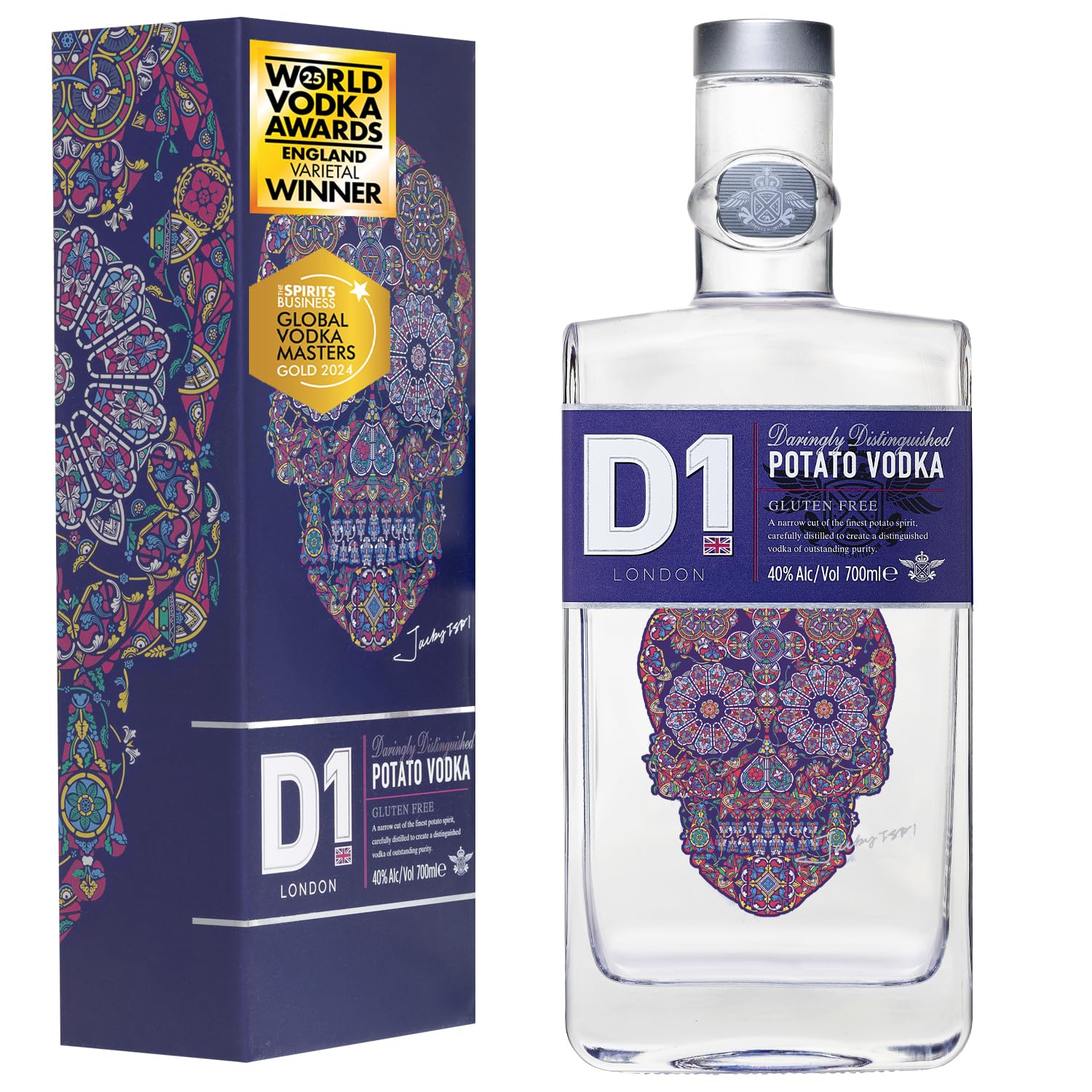 D1 London Spirits Vodka 70cl in Gift Box 40% ABV – World Awards 2025 Gold Winner – Smooth, Creamy Premium Vodka Gift Set for Women & Men