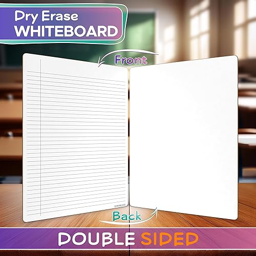 Miniatura 3 de Scribbledo Cuaderno de Borrado en Seco Pizarra Rayada Universitaria de 9 x 12 pulgadas Reutilizable Rayado Borrable Bloc de Notas de Escritura