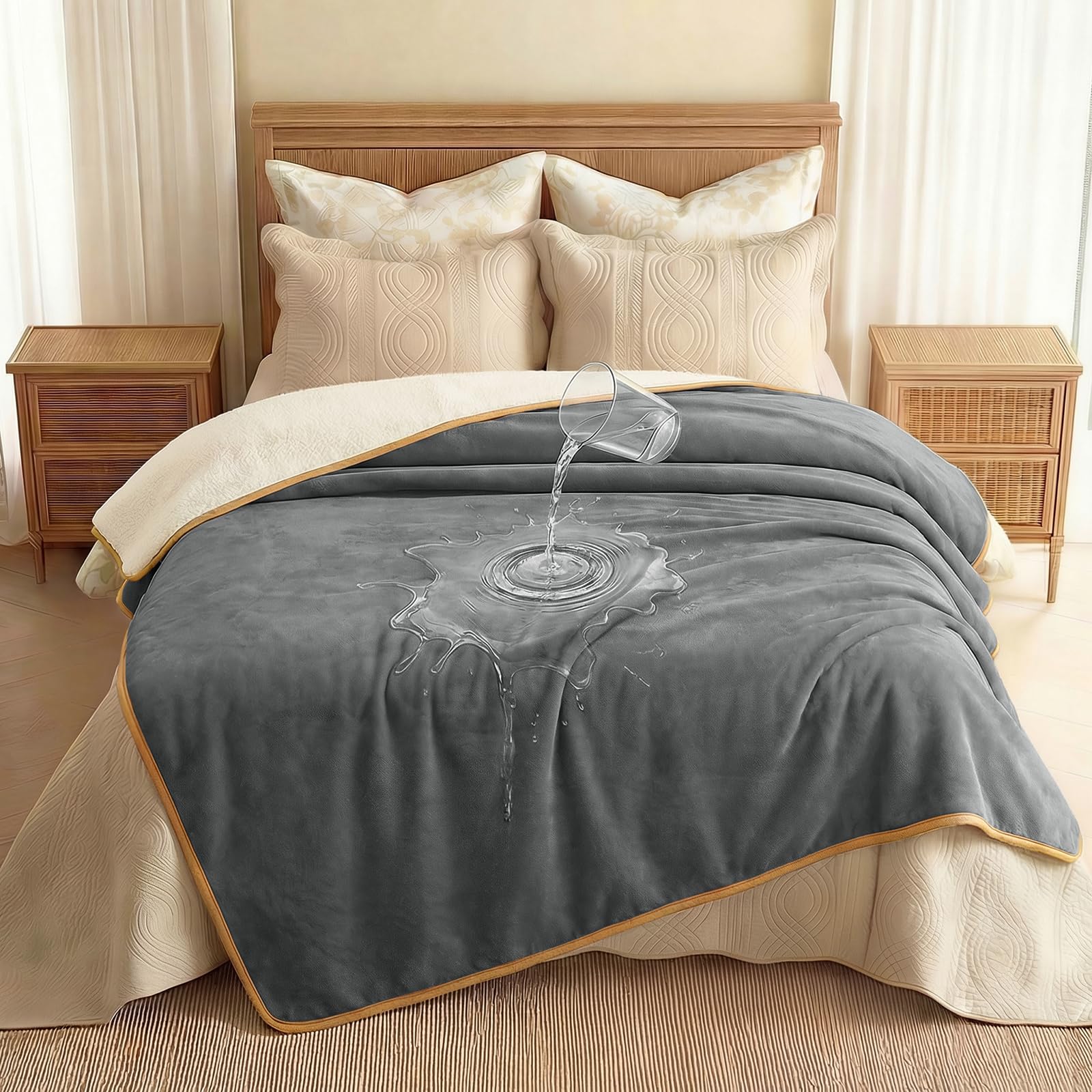luciphia wasserdichte Hundedecke,Waschbare Decke für Kleine Hunde Katzen,Flauschige Sherpa Fleece Haustierdecke,Wasserdicht Decke für Sofa Couch Bett Auto