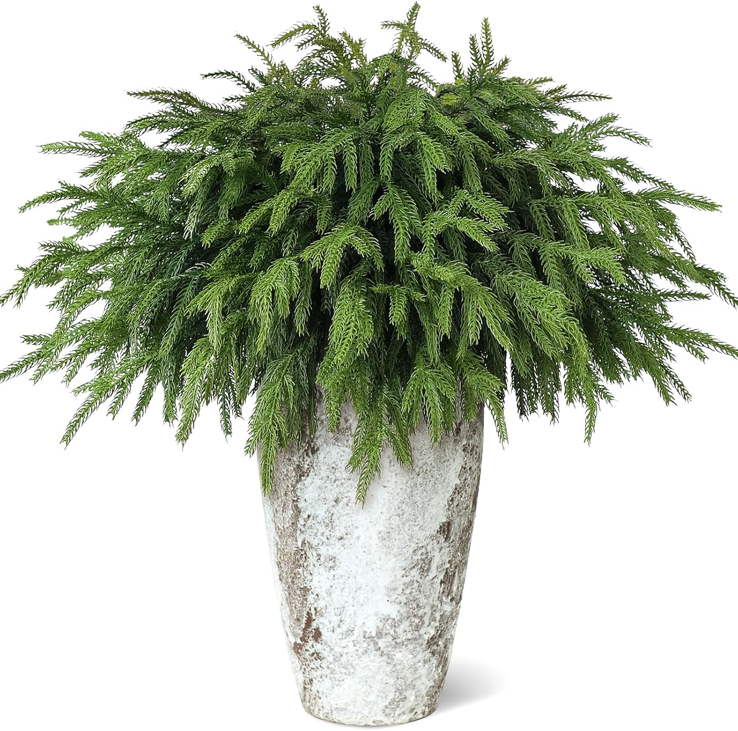 20 pcs christmas norfolk pine branches -18" real touch artificial norfolk pine branch faux plants stem fake greenery pine picks for vase diy crafts garland wreath home indoor outdoor decoration