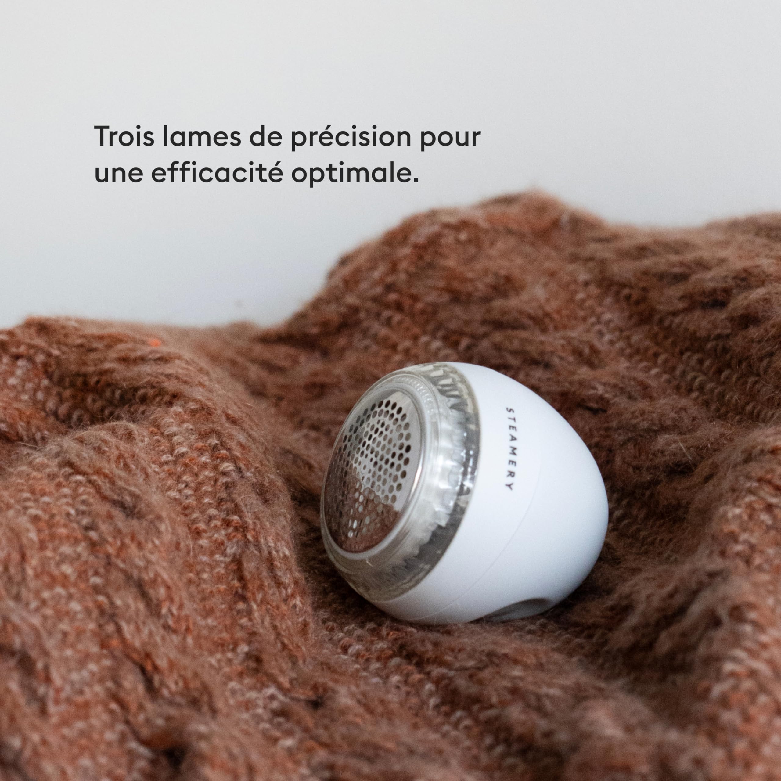Steamery rasoir anti bouloche Pilo 1, enlève les peluches et les bouloches, 5W, portable, rechargeable, ergonomique, design scandinave, Gris