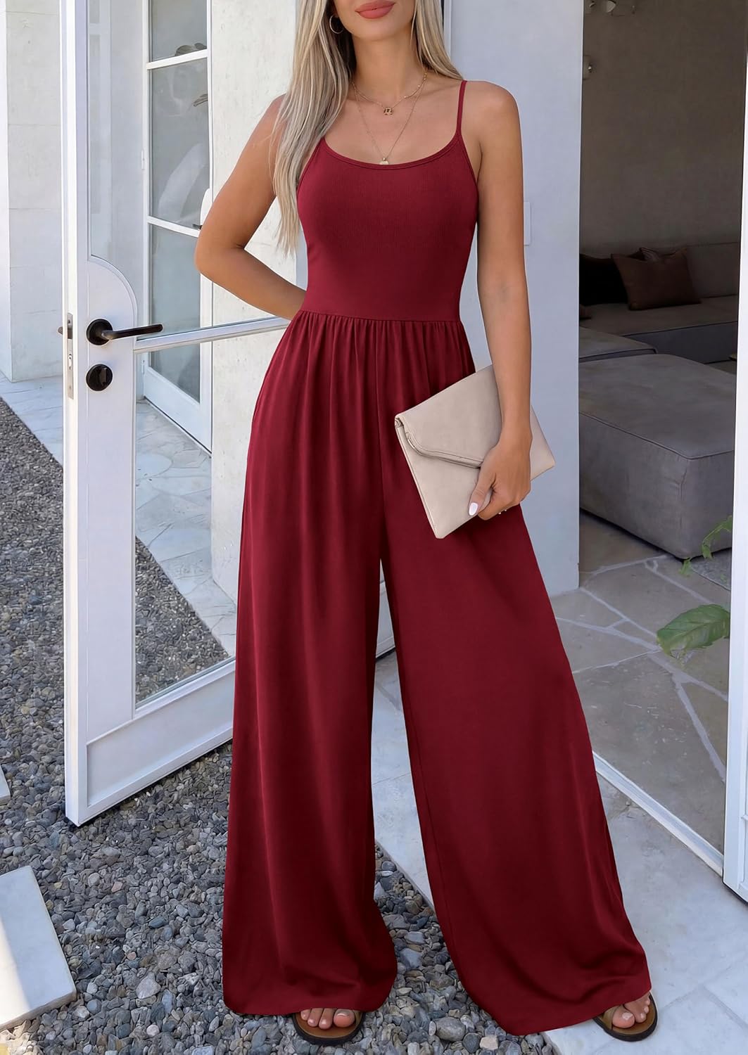 PRETTYGARDEN Jumpsuits for Women Summer 2026 Sleeveless Wide Leg Date Night Rompers Beach Vacation Cruise One Piece Outfits - Image 7