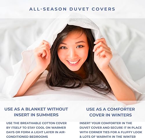 Miniatura 8 de Kotton Culture Juego de funda de edredón de 3 piezas con ribete de volantes blancos, tamaño individualindividual XL, 100% algodón egipcio de 600