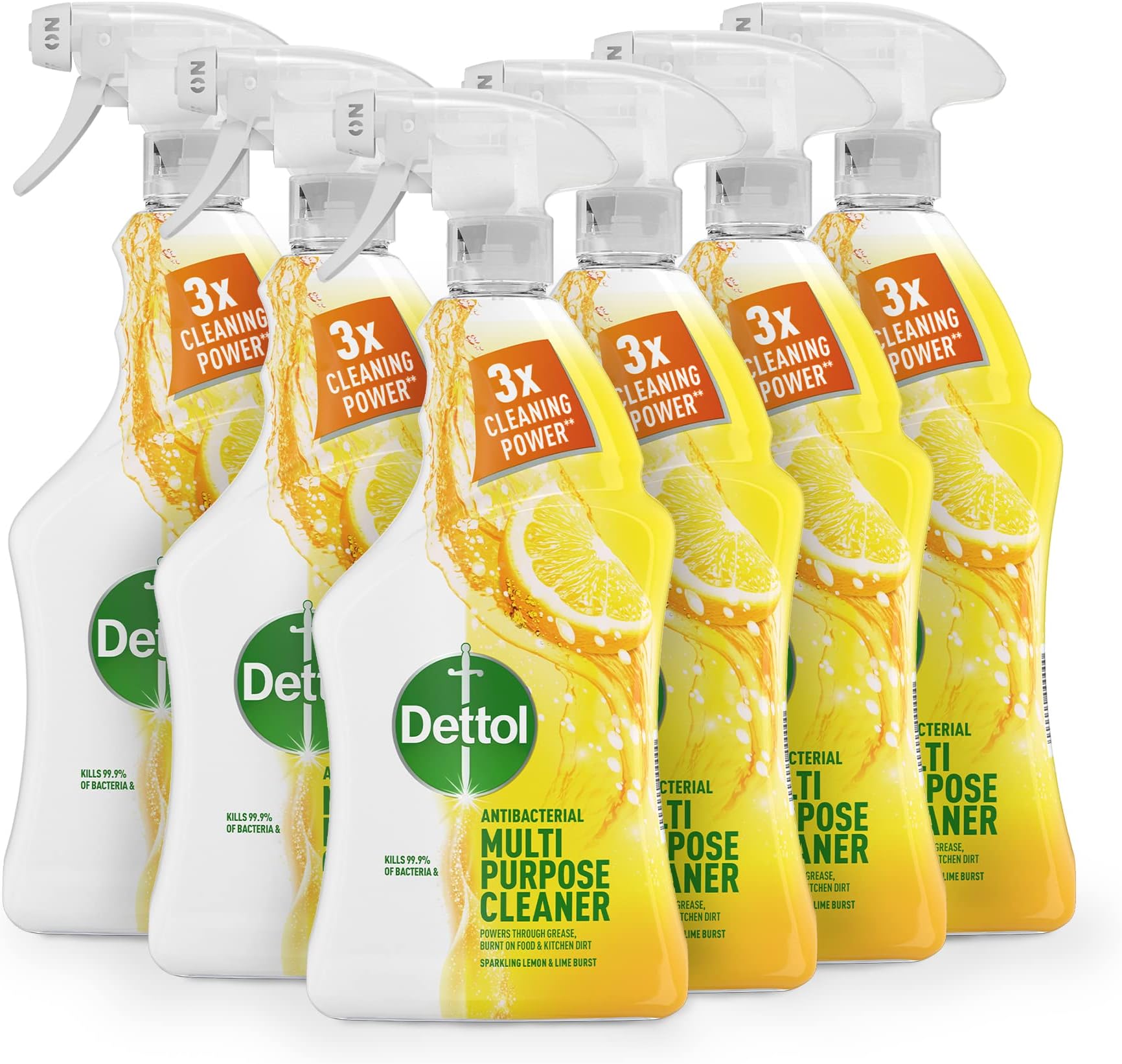 Spray, Antibacterial Multipurpose Cleaner, Lemon & Lime, 6L (1L x 6pck), Household Disinfectant, Deep Clean, Kitchen and Bathroom surfaces, Kills 99.9 Percent of Germs