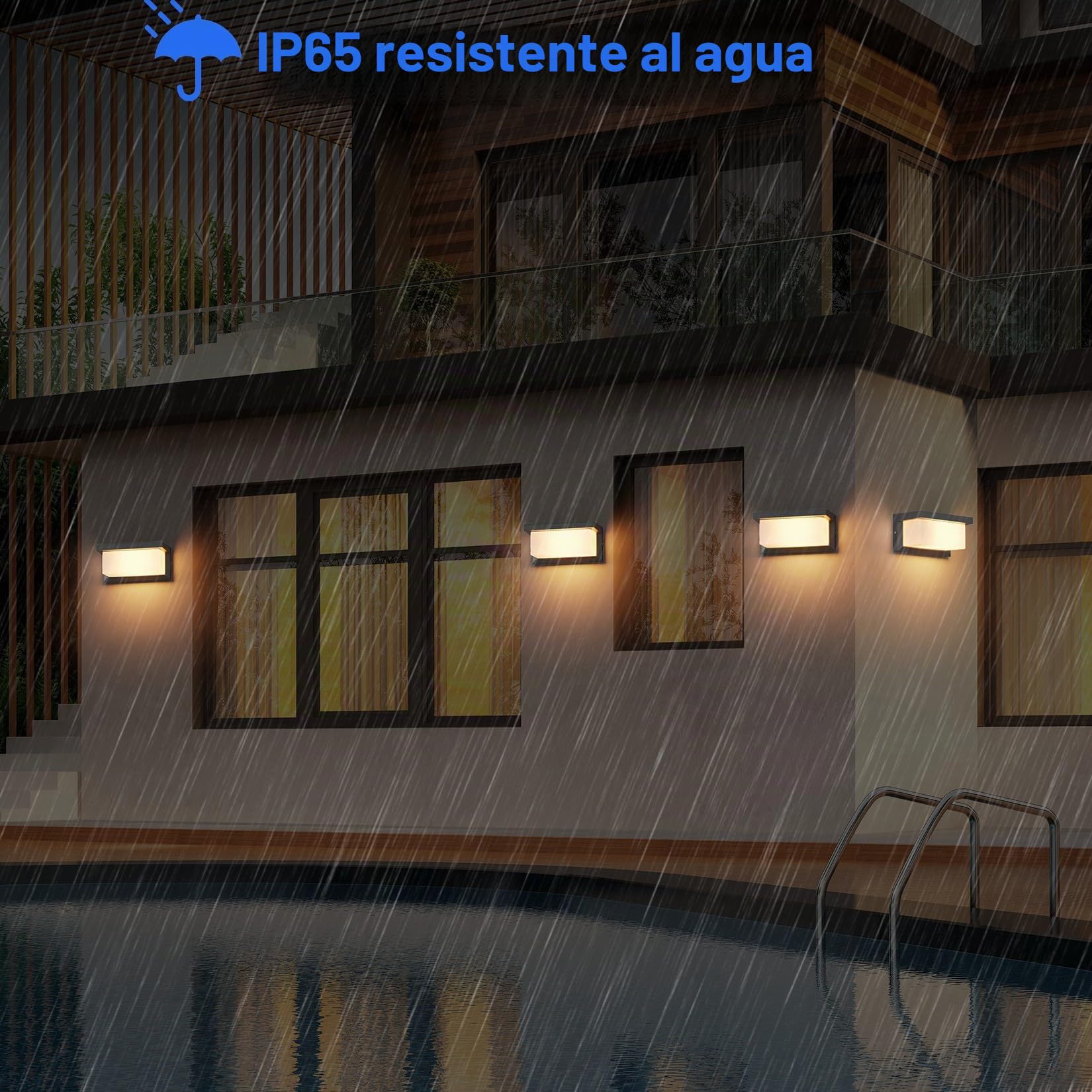 Klighten 2 pcs E27 luz de pared exterior, 60W E27 de luz de pared, IP65 lámpara de pared exterior para uso en interiores y al aire libre, Negro, (sin bombilla) | Aplique con casquillo E27, potencia máxima 60W luz exterior pared, aluminio+PC lámpara de par