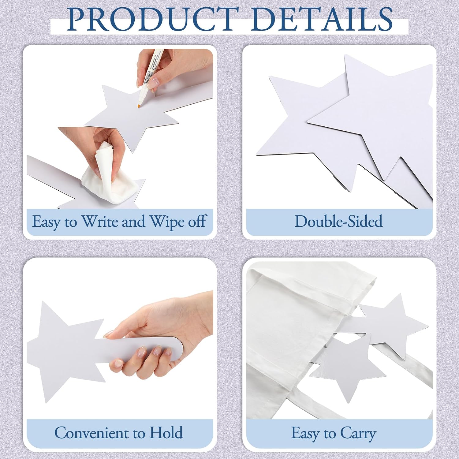 Seajan 100 Pcs Auction Bidding Paddles Bulk Answer Numbers Voting Blank Fans Dry Erase Boards Doubled Sided Handheld for Back to School Supplies(White,Pentagram)