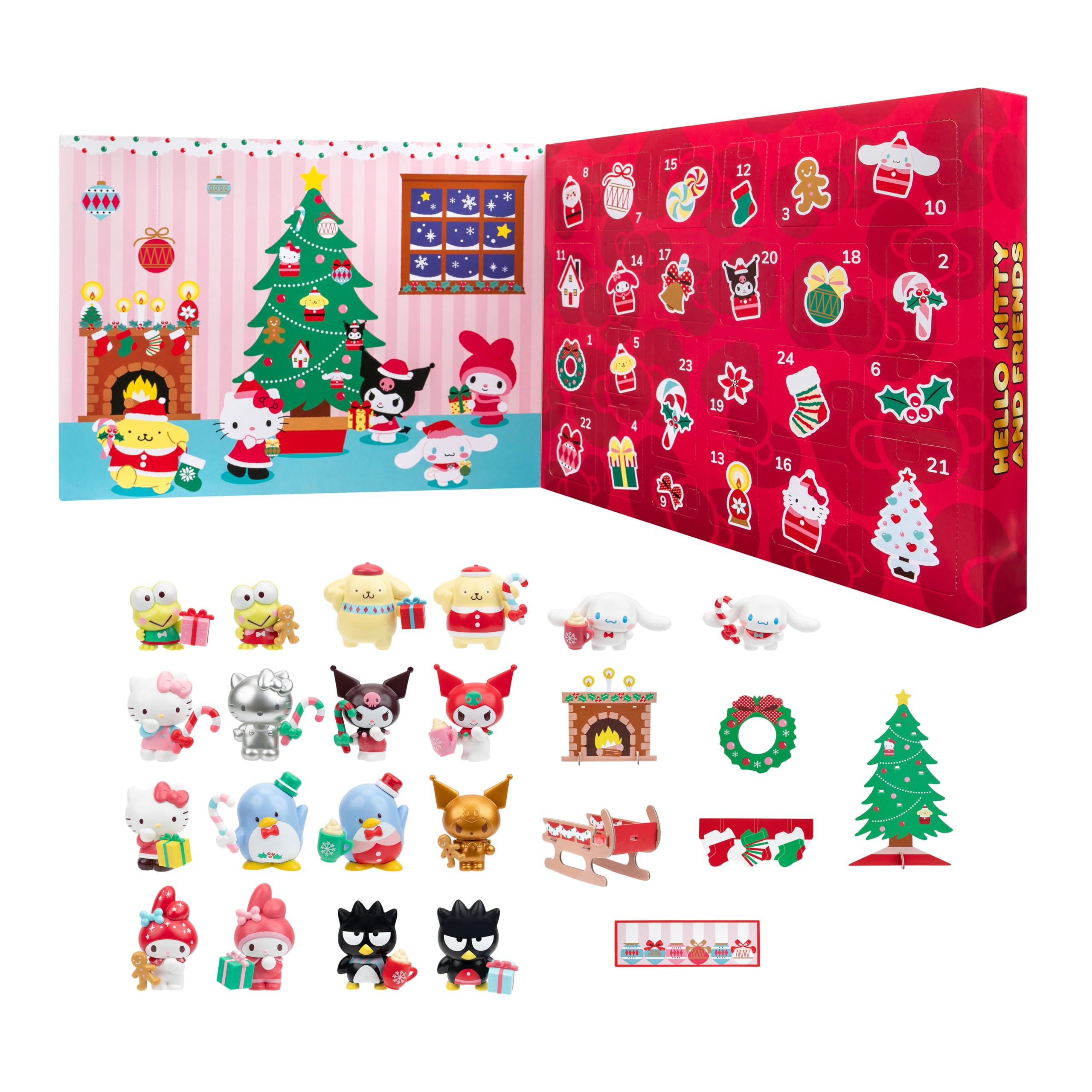 Hello Kitty® and Friends 2025 Holiday Advent Calendar - 18 Figures with Mix & Match Accessories - 24 Surprises - Kids and Sanrio Fans Ages 6+