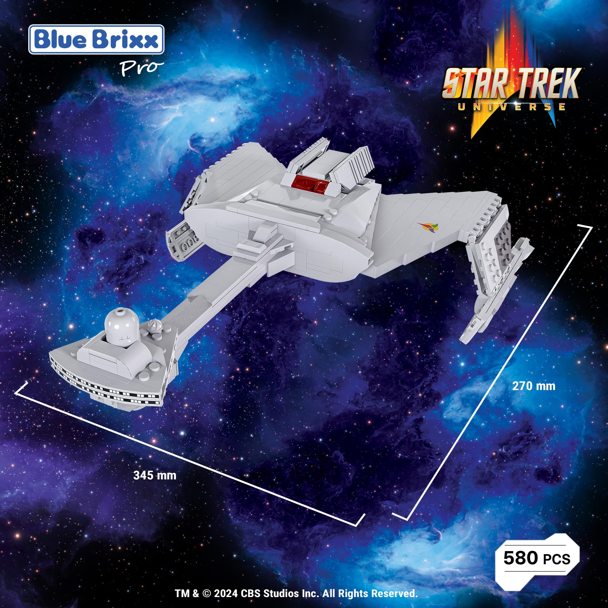 BlueBrixx – Star Trek Klingonischer D7-Klasse-Schlachtkreuzer – aus: Raumschiff Enterprise, The Original Series – Midsize-Bausatz mit 580 Klemmbausteinen – 100% kompatibel – ORIGINAL-Lizenz, 104571