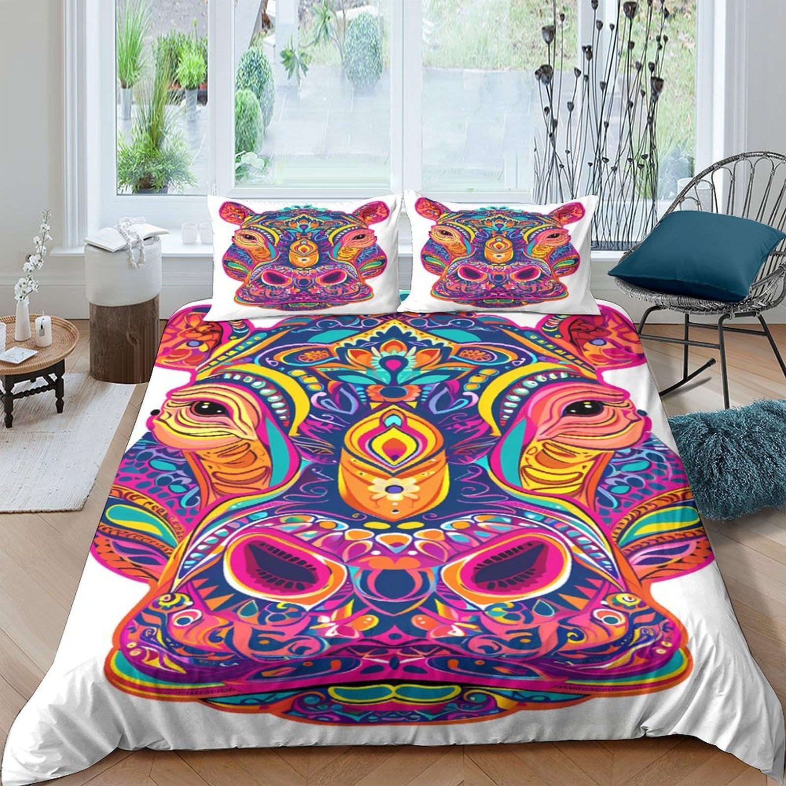 Ctjqhvkz Style-7 3D Printed Psychedelic Animal Art Fitted Sheet Microfiber Vibrant Abstract Bed Cover For Bedroom Dorm Mattress Decor Single（135X200cm）