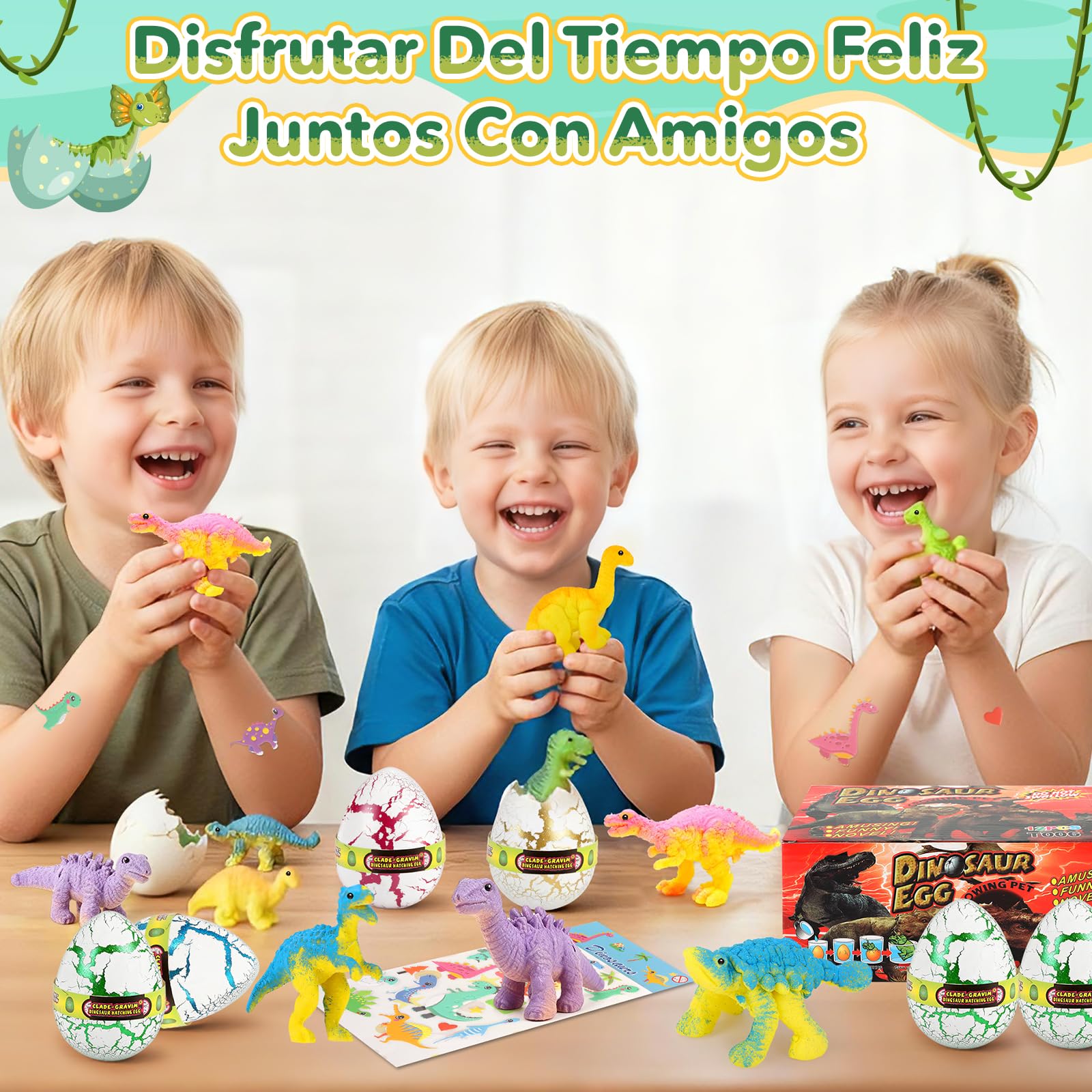 JONRRYIN Dinosaur Eclosionando Huevos Arcoíris - Pack de 12 Juguetes Dino Dinosaur Dragon Eggs para Niños y Niñas, Caja Sorpresa Eclosión, Regalos para Cumpleaños y Pascua, Edades 3 4 5 6 7 8 Años