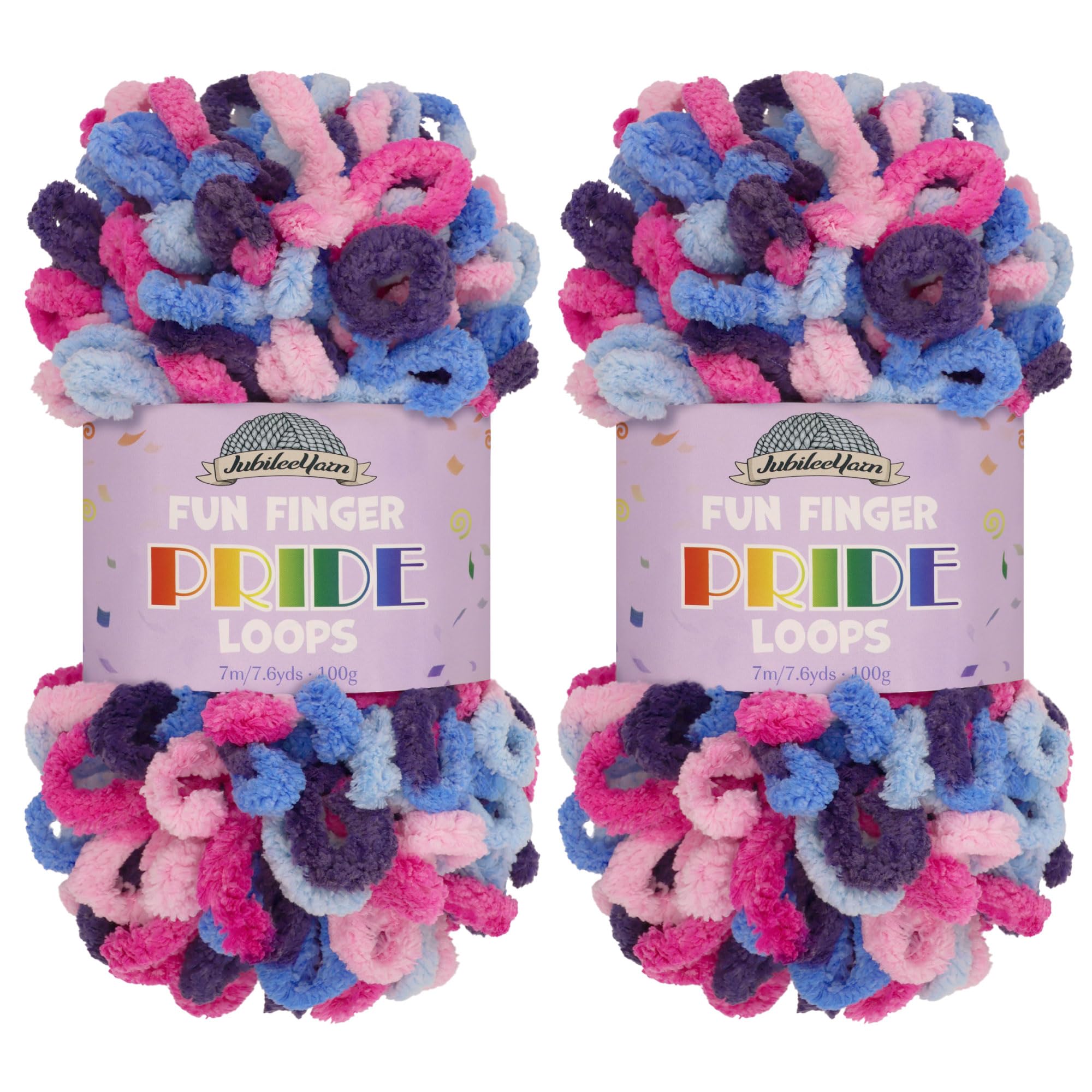 JubileeYarn Fun Finger Loops Yarn - Polyester Jumbo Weight Loop Yarn - 100g/Skein - Harkness - 2 Skeins โ image 1