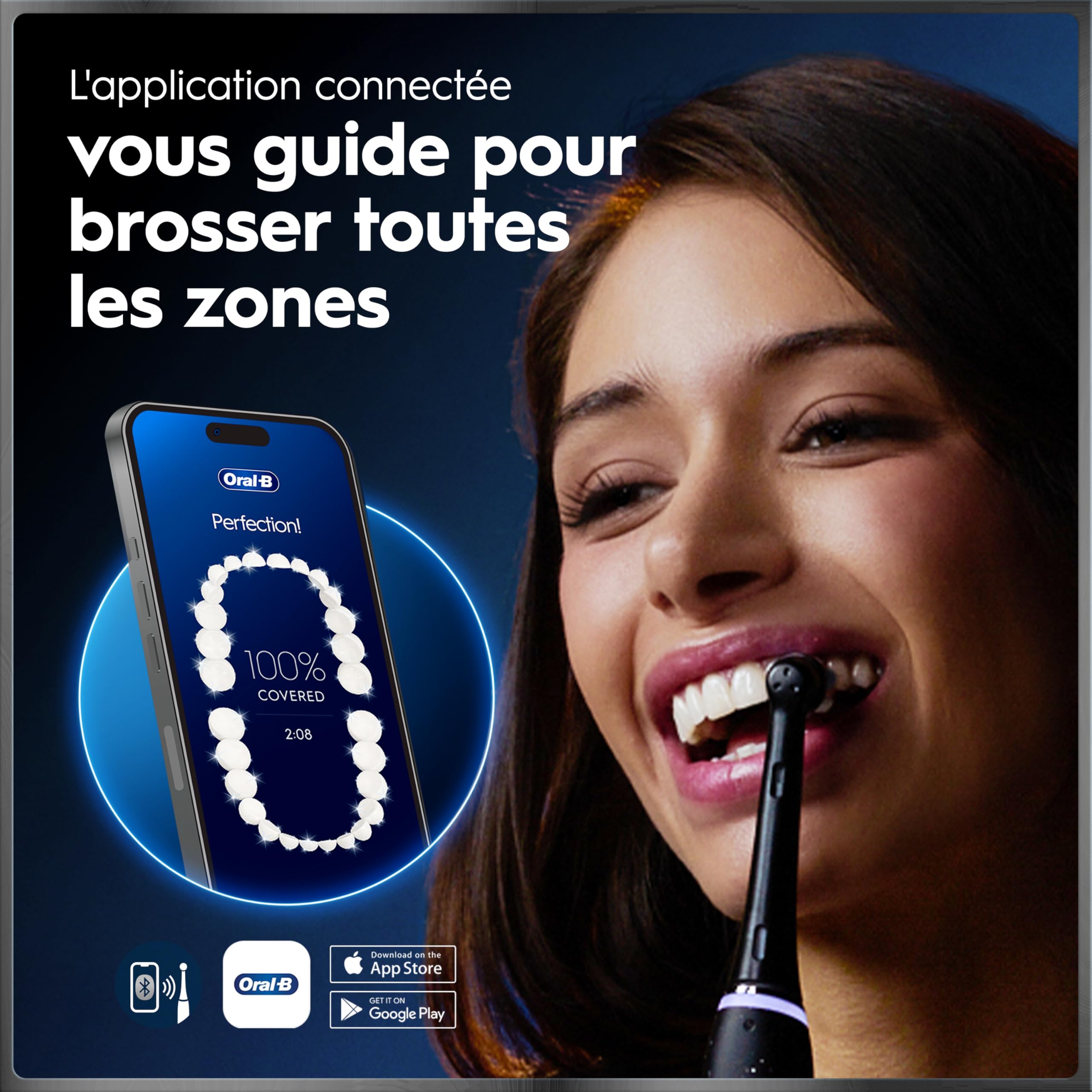 Oral-B Brosse à Dents Electrique iO 10 avec Brossette de Rechange, Noire – 7 Modes dont Blancheur et Soin des Gencives, Capteur de Pression, Batterie Rechargeable, Coach de Brossage, Etui