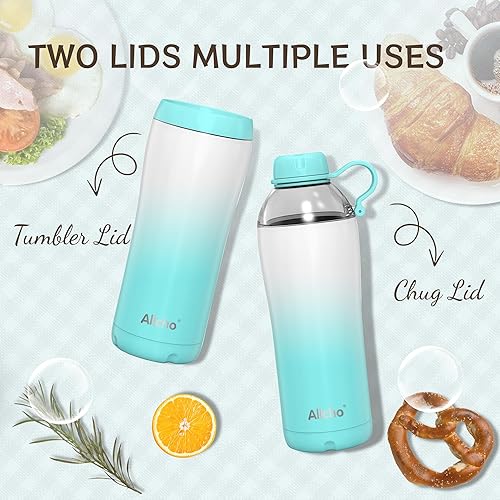 Miniatura 5 de Botella de agua aislada para mujeres, botellas de agua de acero inoxidable de 18 onzas, de doble pared, 2 tapas (sorber y vaso) - Hidratar y