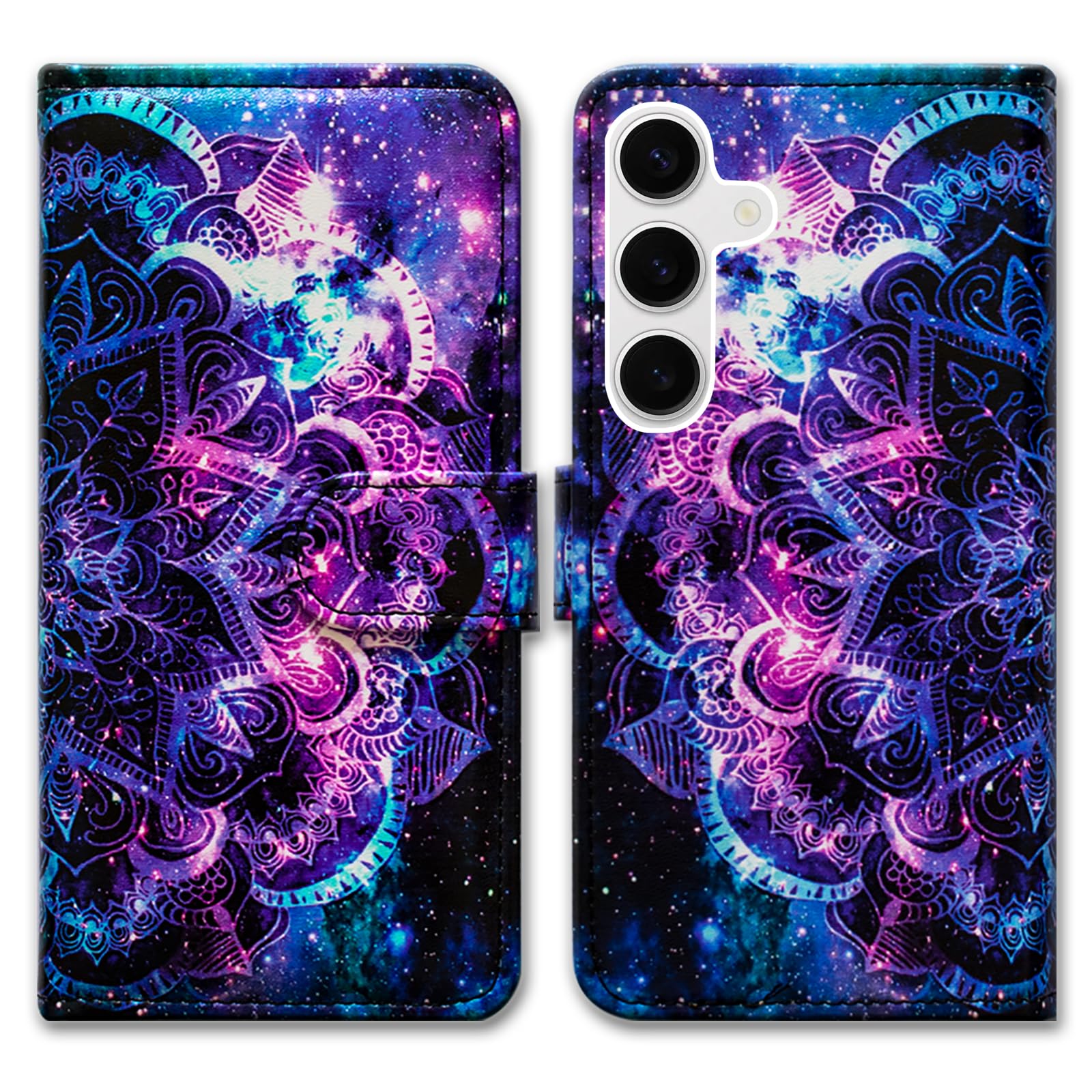 Bcov Case for Samsung Galaxy A36 5G,Purple Mandala Galaxy Sky Leather Flip Phone Case Wallet Cover with Card Slot Holder Kickstand Case for Samsung