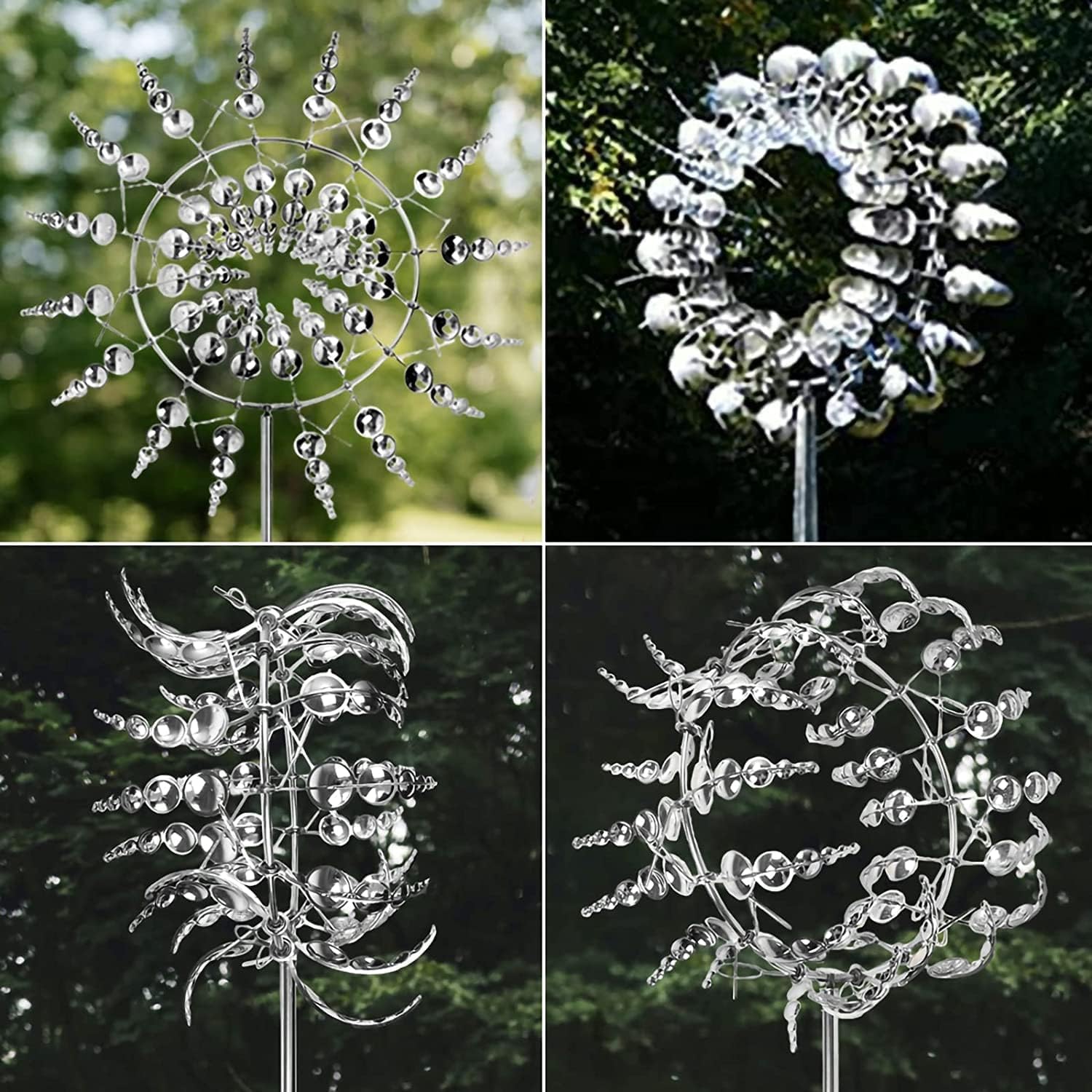 Wind Spinner im Freien, 3D Magie, 360° Dual Rotors kinetische Windmühle, Garten Metall Dekoration