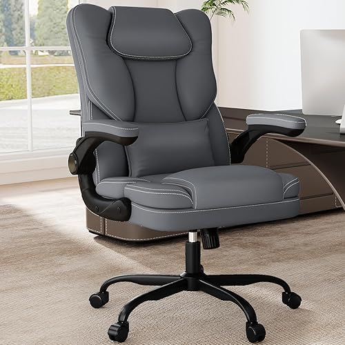 Ergonomic Office Chair with Flip-up Armrests 300lbs,Middle-Tall Computer Office Desk