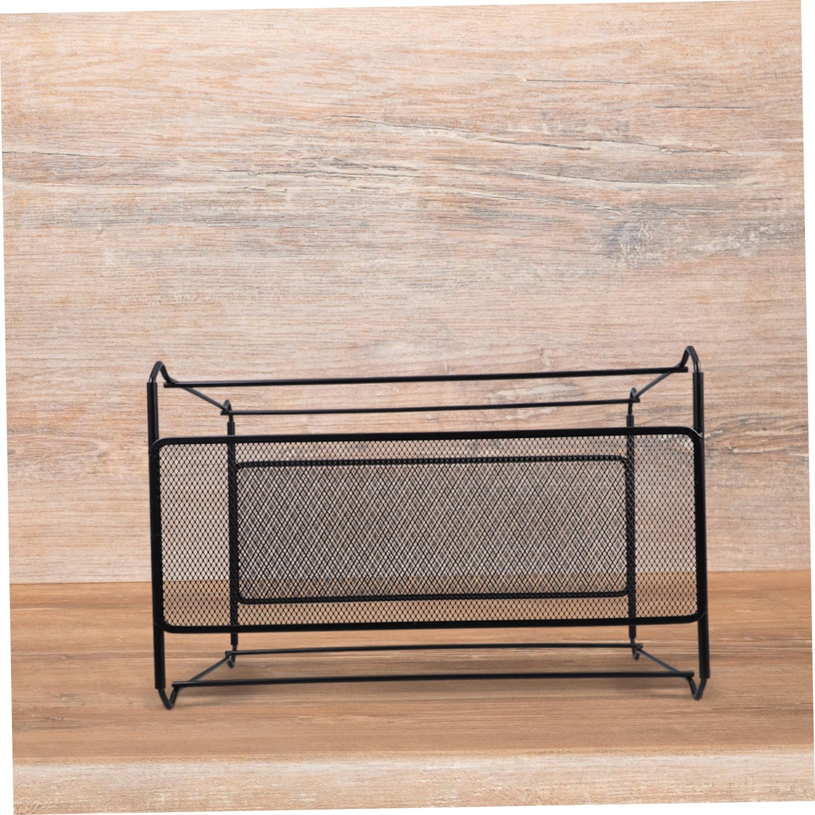 Porta Documenti in Ferro Nero 39x28x25, 5 Cm per File A4 | Struttura a Rete, per Report e Cartelle Sospese, Design Semplice Creativo