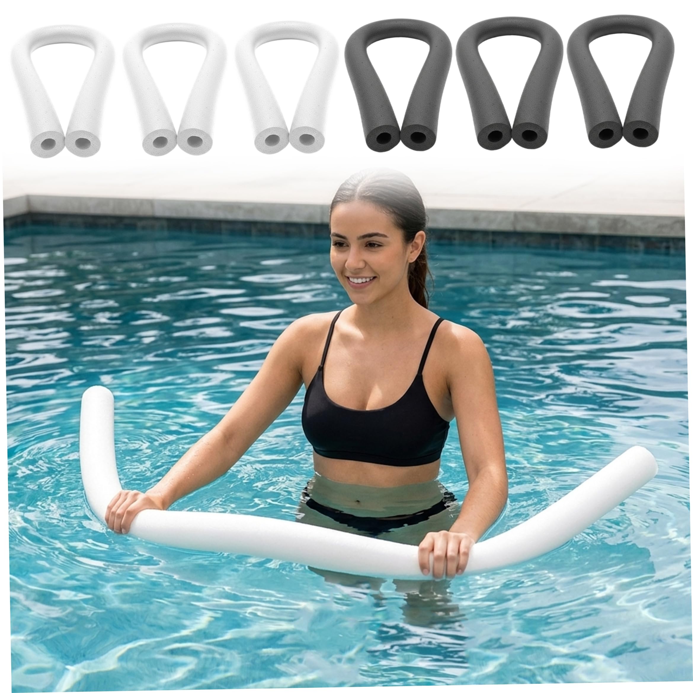 Schwimmnudeln 6er-Packung mit Löchern hochdichte Schwamm-Schwimmnudeln 3 weiße und 3 Schwarze