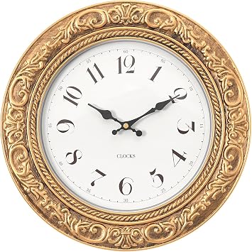 Menterry European Vintage Decorative Wall Clock, 12" Antique Gold Style